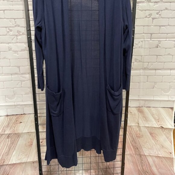 Long Navy Cardigan Size 2X - Picture 2 of 4